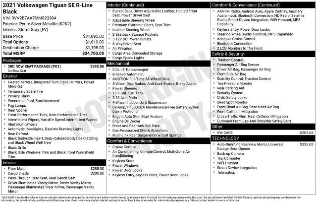 Used 2021 Volkswagen Tiguan SE R-Line w/ 3rd Row Seat Package AWD/4WD image 6