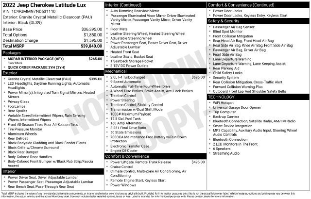 Used 2022 Jeep Cherokee Latitude Lux w/ Mopar Interior Package AWD/4WD image 4