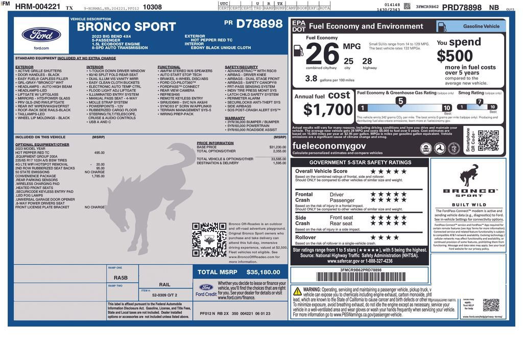 Certified 2023 Ford Bronco Sport Big Bend w/ Convenience Package image 10