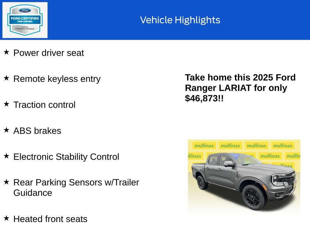 Certified 2025 Ford Ranger Lariat w/ FX4 Off-Road Package image 19