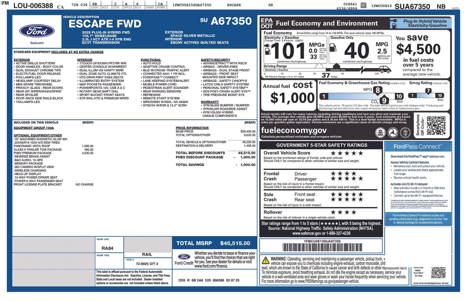 Certified 2025 Ford Escape SE w/ PHEV Premium Package FWD image 31