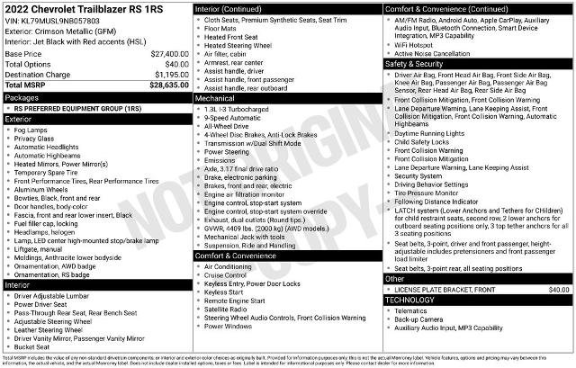 Used 2022 Chevrolet TrailBlazer RS image 37