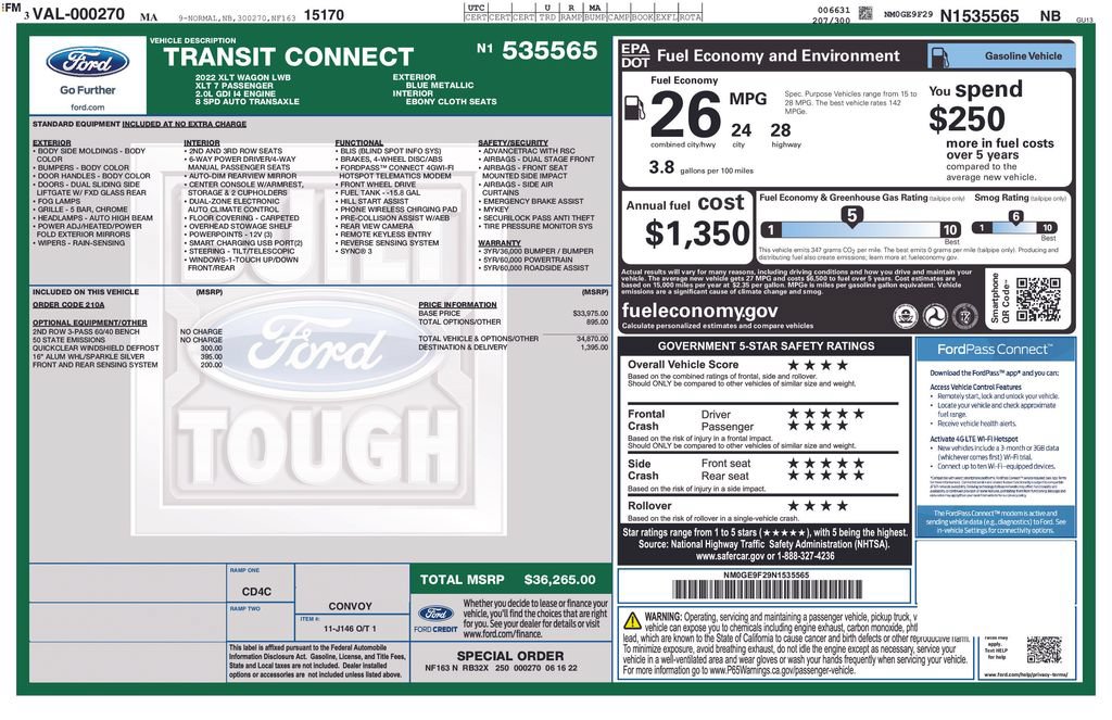 Certified 2022 Ford Transit Connect XLT FWD image 34