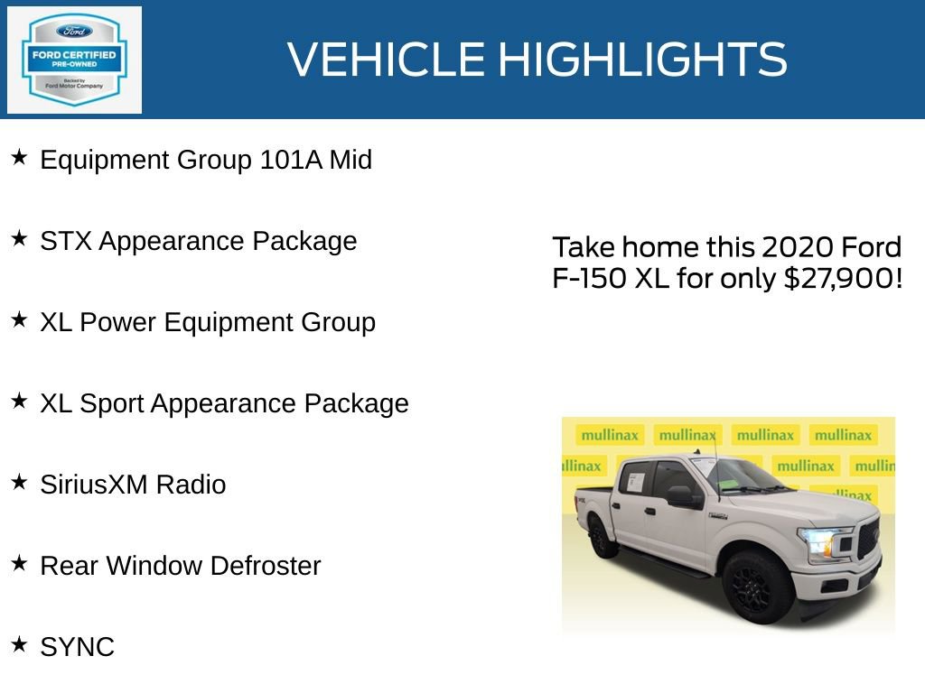 Certified 2020 Ford F150 XL w/ Equipment Group 101A Mid RWD image 23