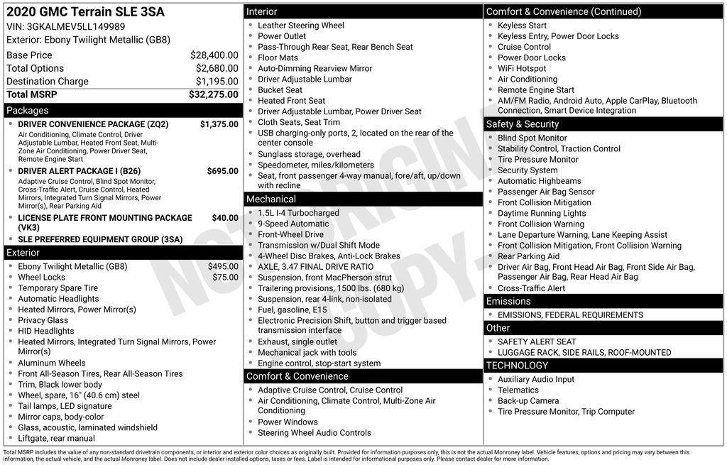 Used 2020 GMC Terrain SLE w/ Driver Convenience Package image 26