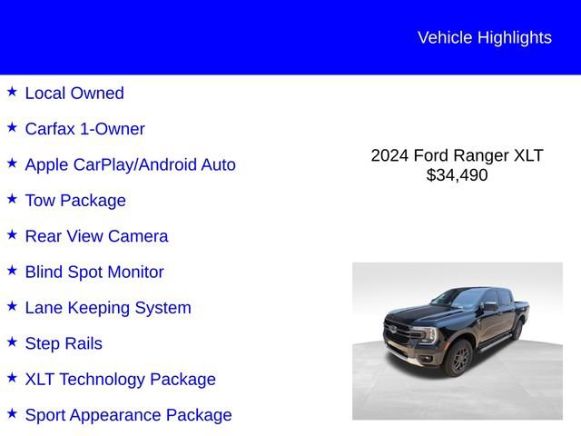 Certified 2024 Ford Ranger XLT w/ Technology Package RWD image 2