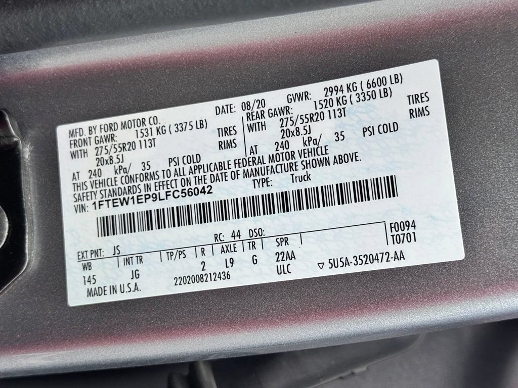 Certified 2020 Ford F150 XL w/ Equipment Group 101A Mid AWD/4WD image 43