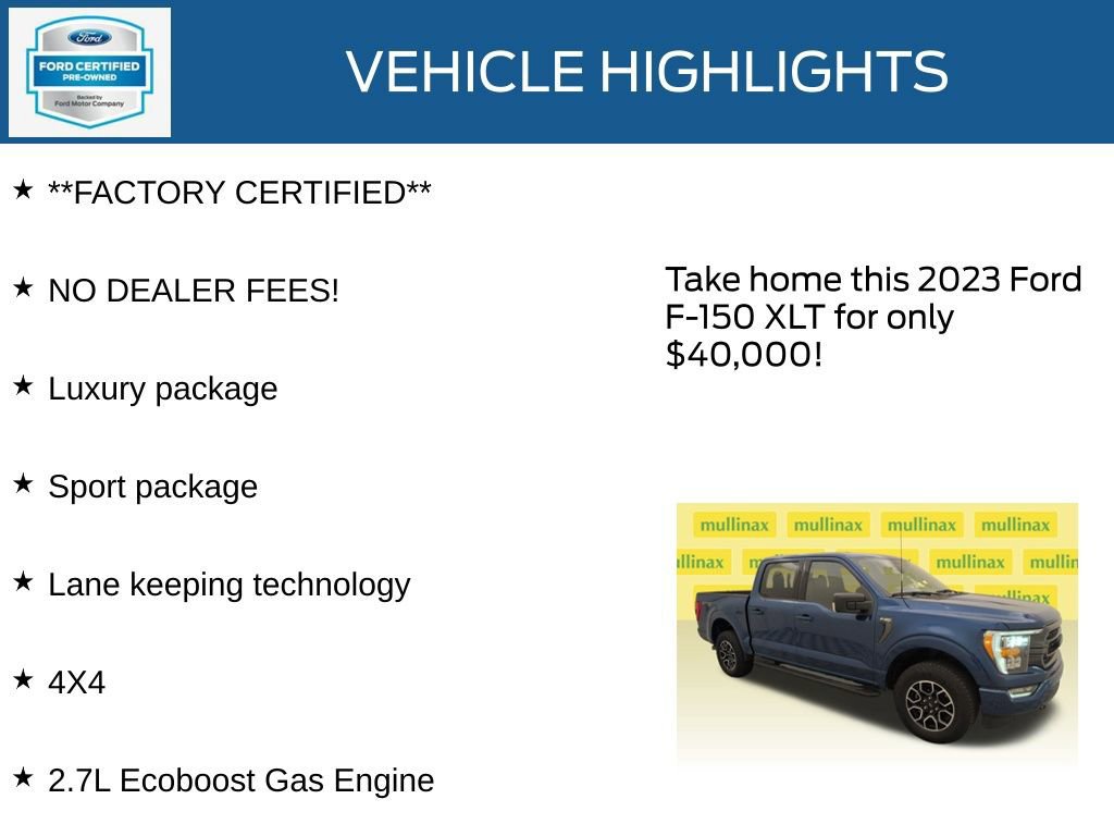Certified 2023 Ford F150 XLT w/ Equipment Group 302A High image 14