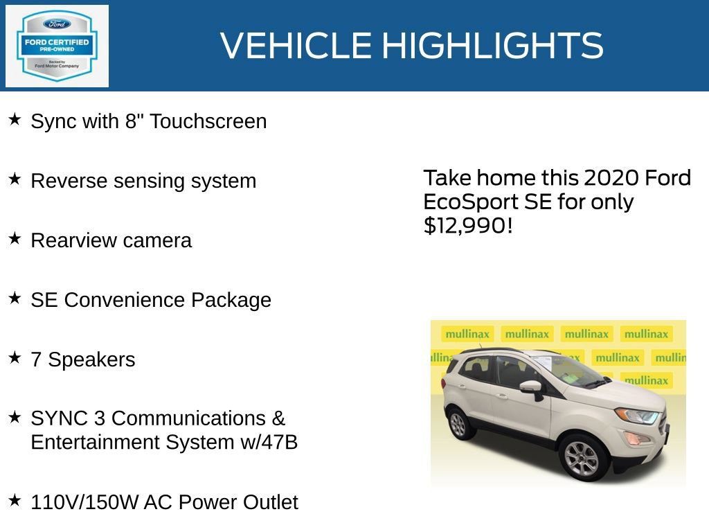 Certified 2020 Ford EcoSport SE w/ SE Convenience Package image 23