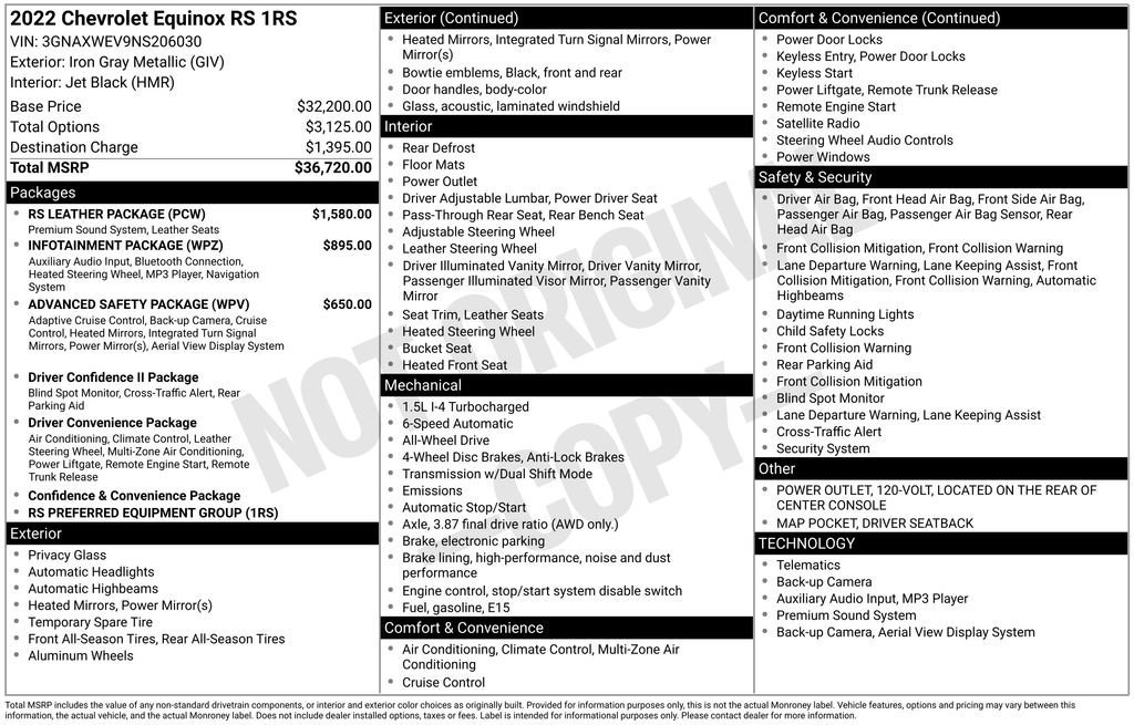 Used 2022 Chevrolet Equinox RS w/ RS Leather Package image 43