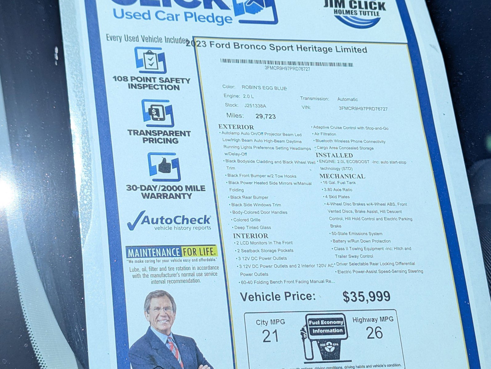 Certified 2023 Ford Bronco Sport Heritage Limited AWD/4WD image 14