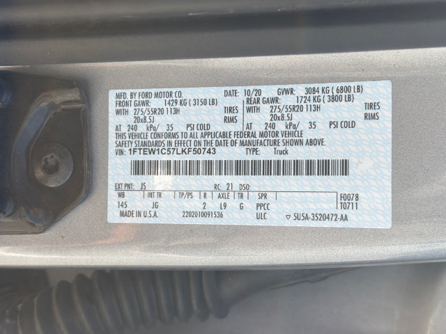 Certified 2020 Ford F150 XL w/ Equipment Group 101A Mid RWD image 34