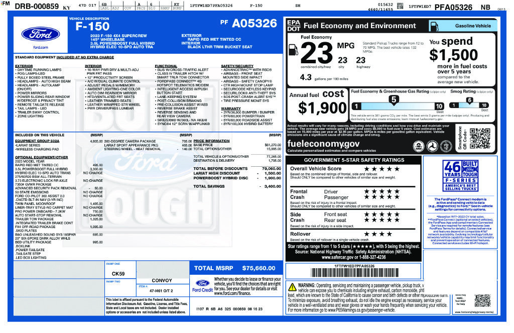 Certified 2023 Ford F150 Lariat w/ Equipment Group 502A High AWD/4WD image 28