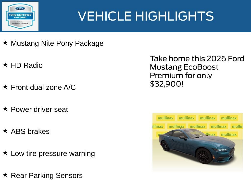 Certified 2026 Ford Mustang Premium w/ Mustang Nite Pony Package RWD image 21