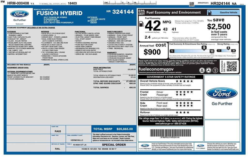 Certified 2017 Ford Fusion SE