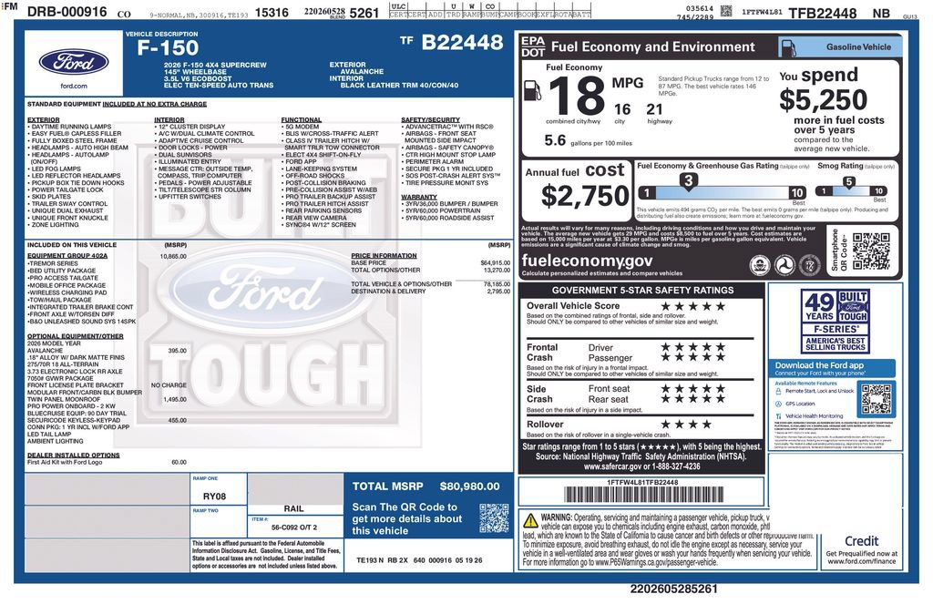 Certified 2026 Ford F150 Tremor w/ Equipment Group 402A High AWD/4WD image 32