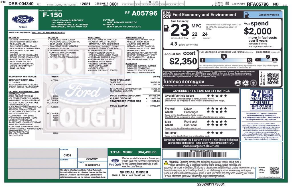 Certified 2024 Ford F150 XLT w/ Equipment Group 302A MID image 38