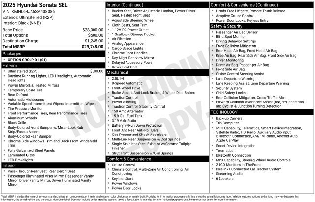 Used 2025 Hyundai Sonata SEL FWD image 39