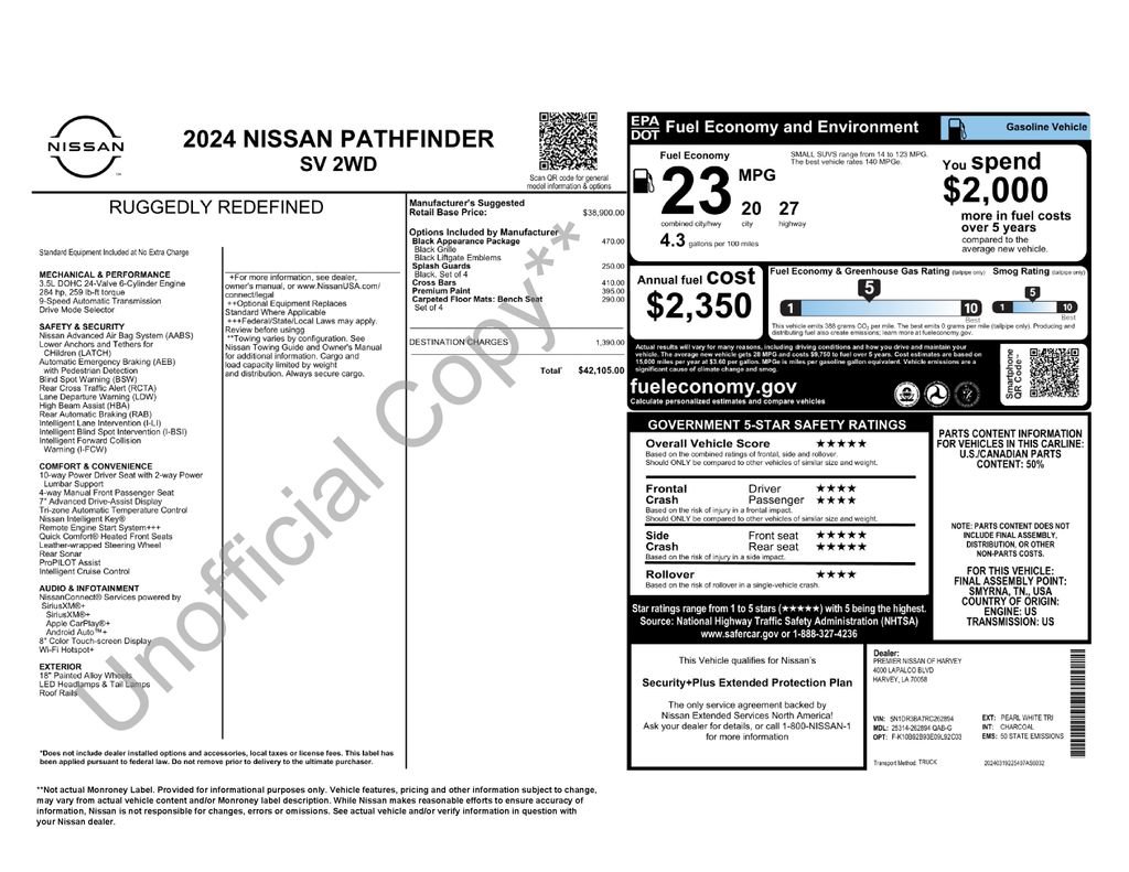 Used 2024 Nissan Pathfinder SV w/ Black Appearance Package FWD image 2