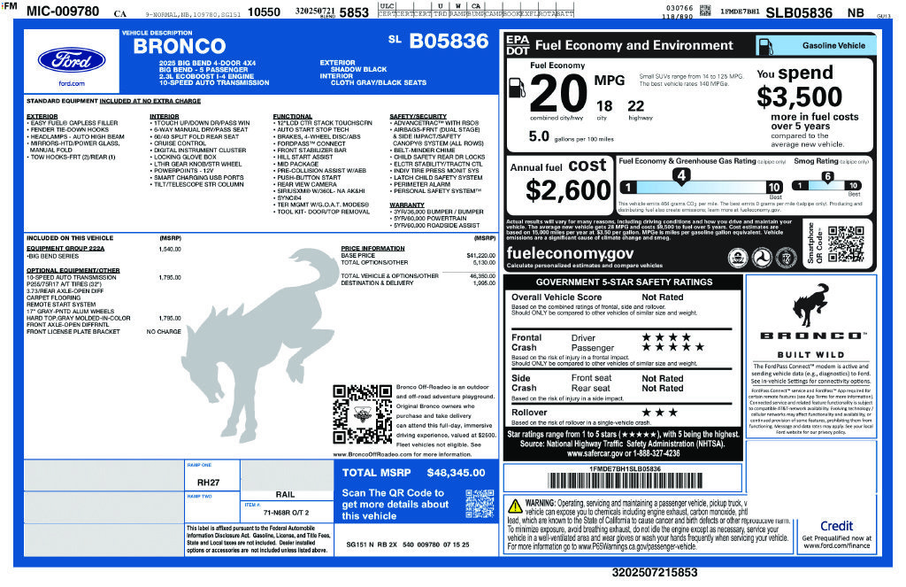 Certified 2025 Ford Bronco Big Bend AWD/4WD image 2