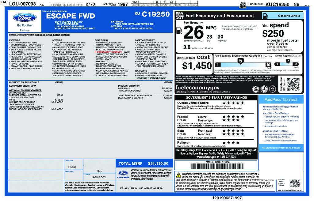 Certified 2019 Ford Escape SEL FWD image 27