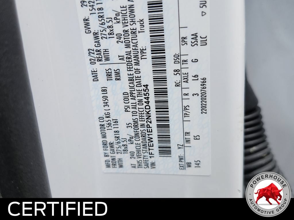 Certified 2022 Ford F150 Lariat w/ Equipment Group 501A Mid AWD/4WD image 37