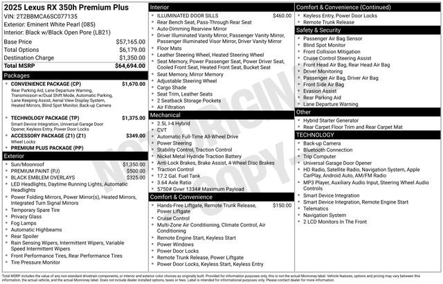 Used 2025 Lexus RX 350 w/ Convenience Package AWD/4WD image 40