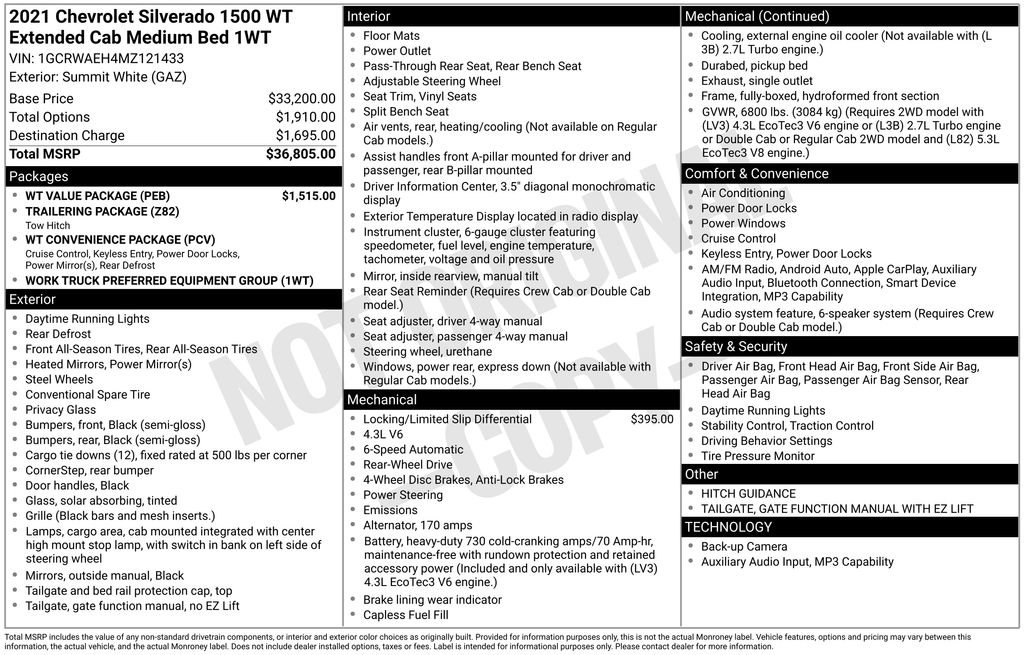 Used 2021 Chevrolet Silverado 1500 W/T w/ WT Value Package RWD image 20