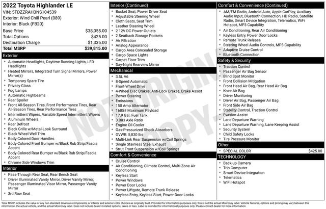 Used 2022 Toyota Highlander LE FWD image 27