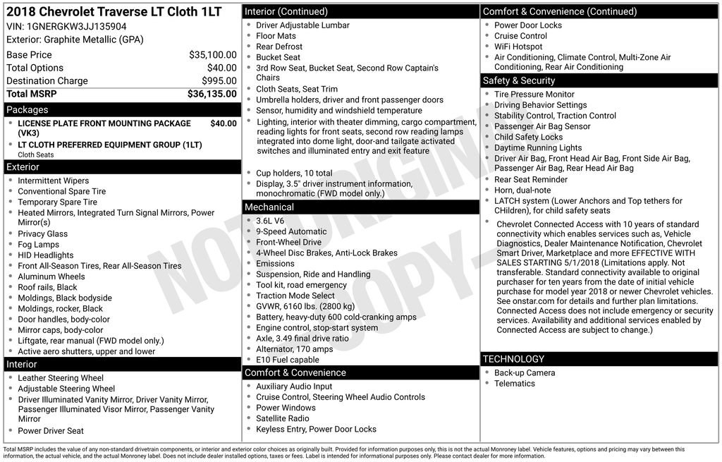 Used 2018 Chevrolet Traverse LT image 28