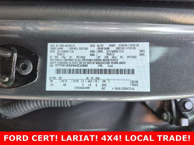 Certified 2022 Ford F150 Lariat w/ Equipment Group 502A High AWD/4WD image 31