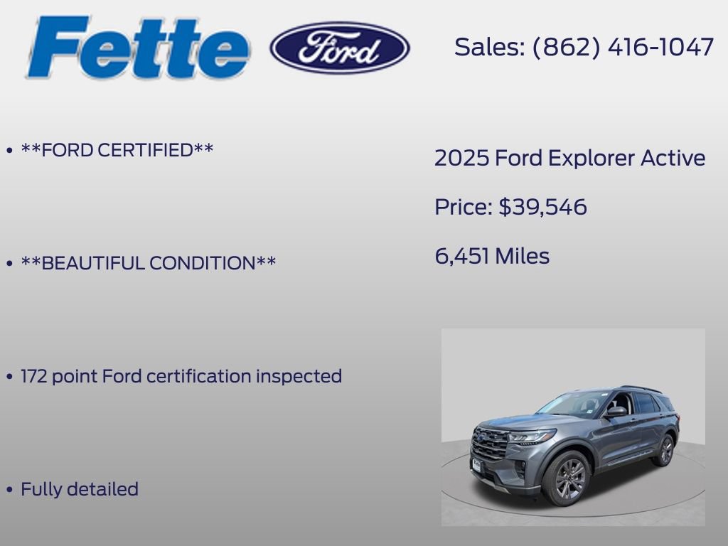 Certified 2025 Ford Explorer Active w/ Active Comfort Package AWD/4WD image 6