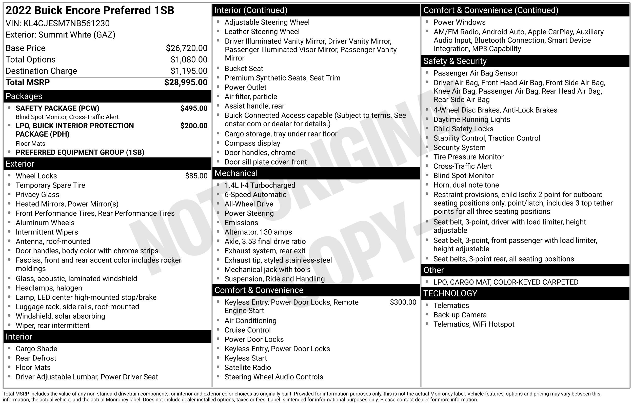 Used 2022 Buick Encore Preferred w/ Safety Package AWD/4WD image 6