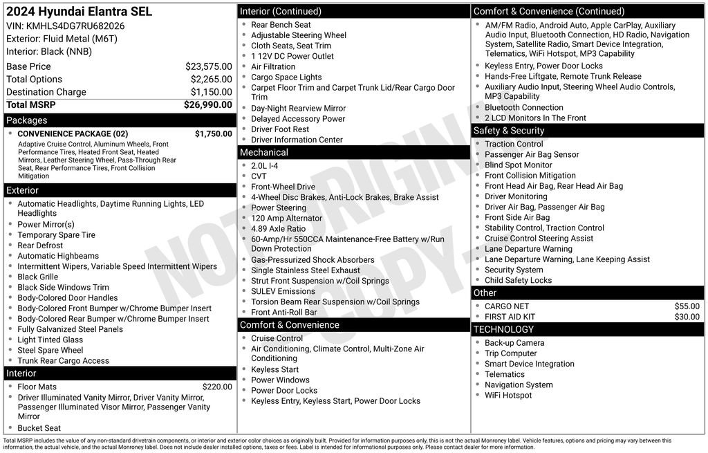 Used 2024 Hyundai Elantra SEL w/ Convenience Package FWD image 6