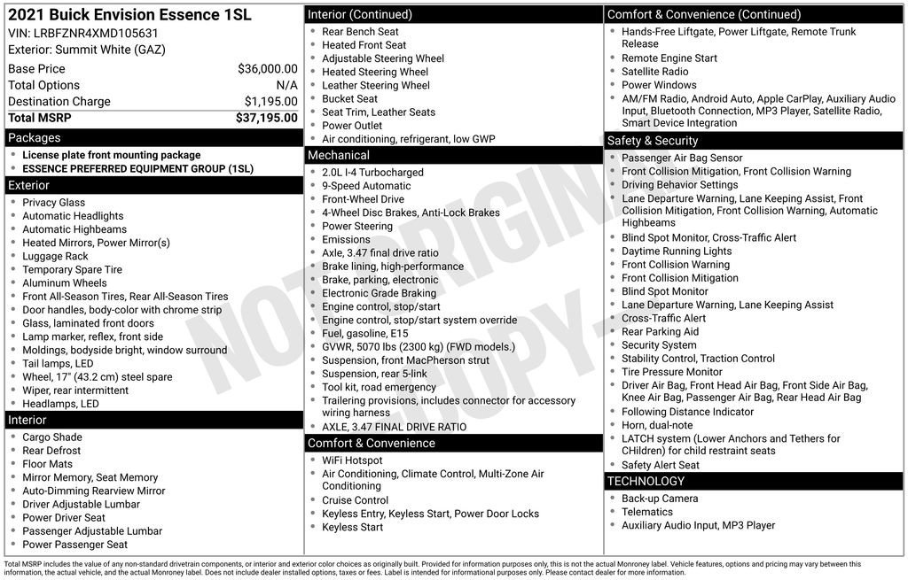 Used 2021 Buick Envision Essence image 10