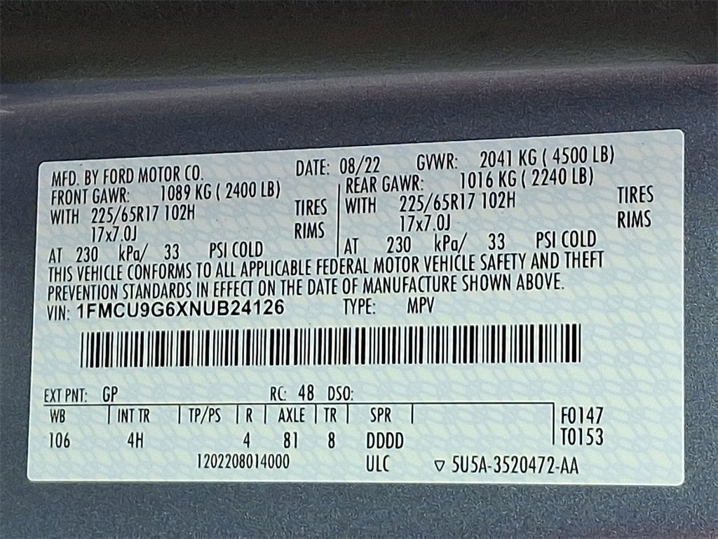 Certified 2022 Ford Escape SE w/ Convenience Package image 28