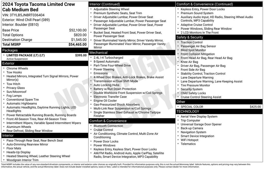 Used 2024 Toyota Tacoma Limited w/ Limited Package (LT) image 7