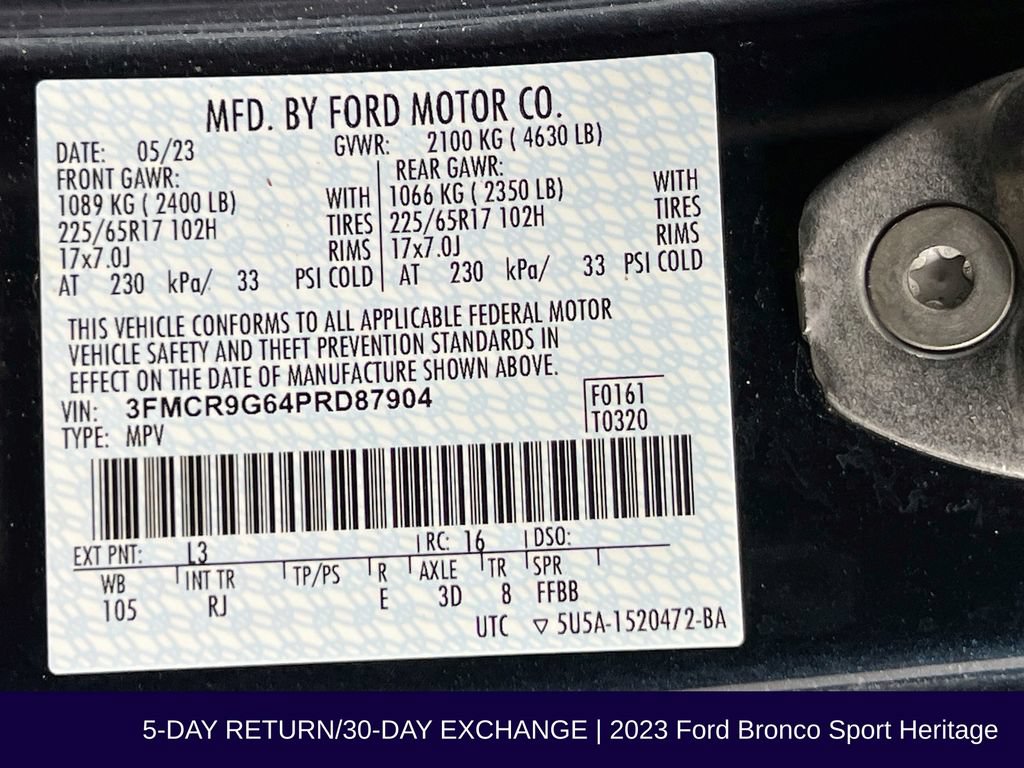 Certified 2023 Ford Bronco Sport Heritage w/ Heritage Convenience Package AWD/4WD image 36