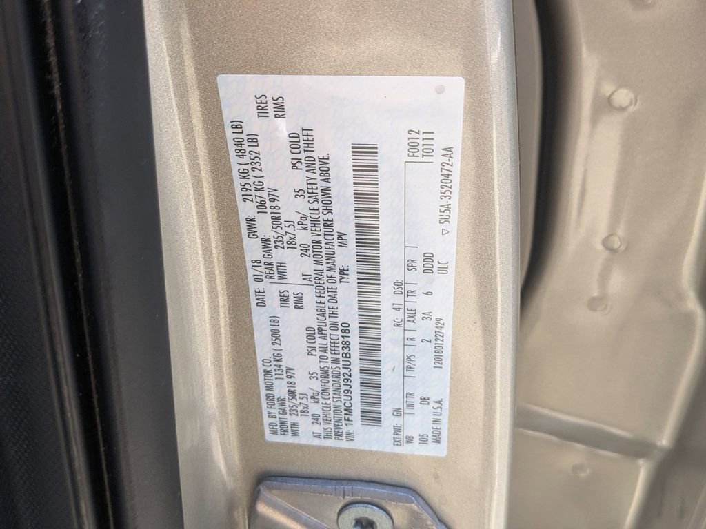 Certified 2018 Ford Escape Titanium w/ Ford Safe & Smart Package AWD/4WD image 36
