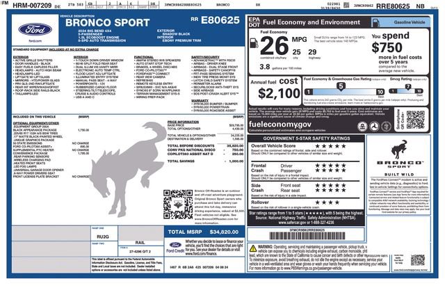 Certified 2024 Ford Bronco Sport Big Bend w/ Convenience Package AWD/4WD image 5