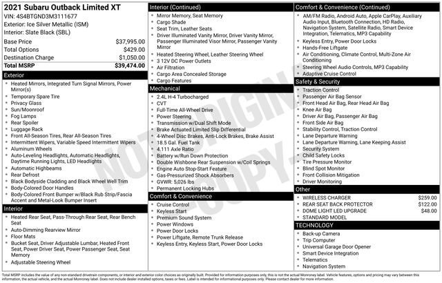 Used 2021 Subaru Outback Limited XT image 39