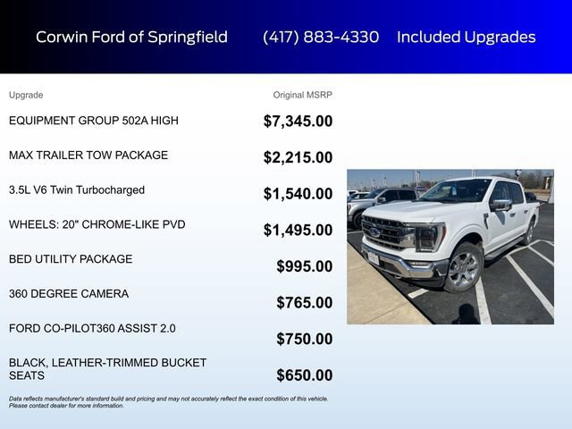 Certified 2022 Ford F150 Lariat w/ Equipment Group 502A High image 10