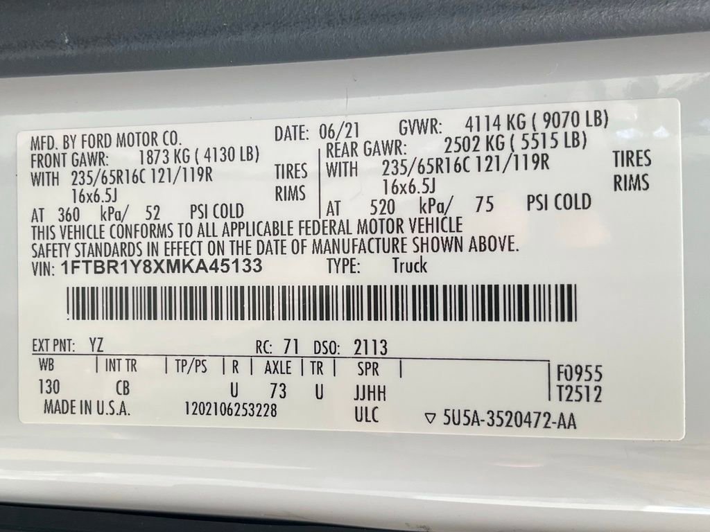 Certified 2021 Ford Transit 250 Low Roof w/ Exterior Upgrade Package image 65