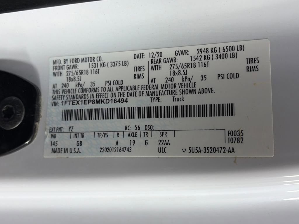 Certified 2021 Ford F150 XL w/ Equipment Group 101A High image 9