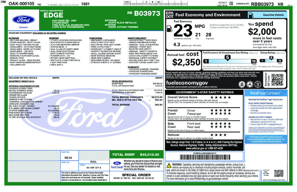 Certified 2024 Ford Edge SEL w/ Convenience Package AWD/4WD image 12