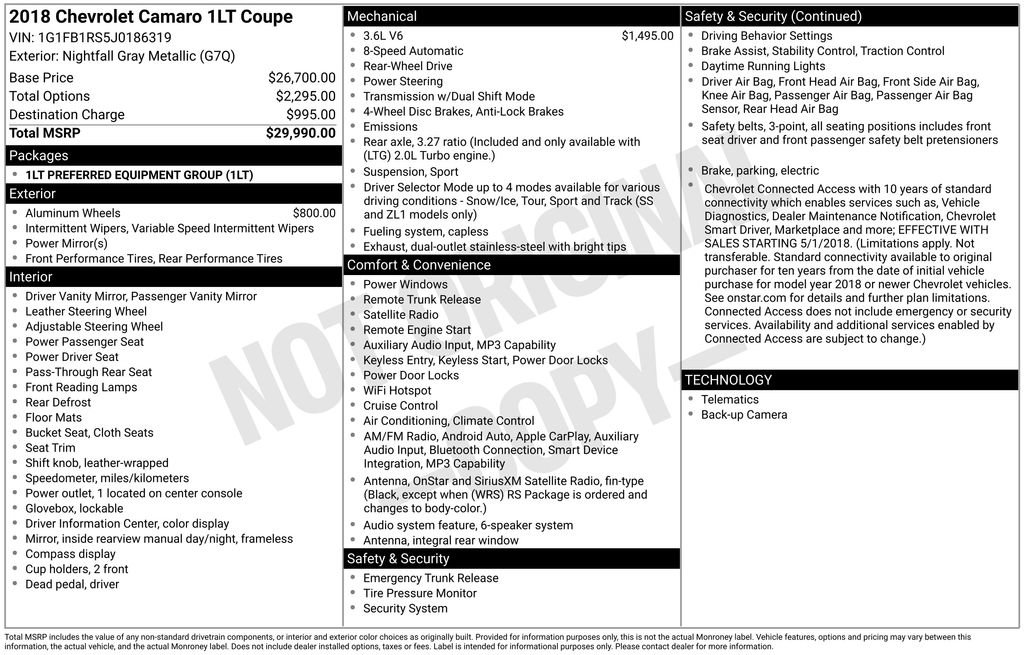 Used 2018 Chevrolet Camaro LT image 7