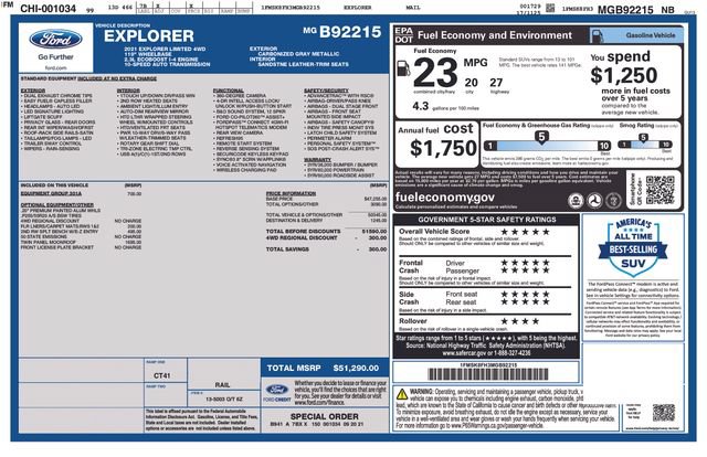Certified 2021 Ford Explorer Limited w/ Equipment Group 301A AWD/4WD image 42