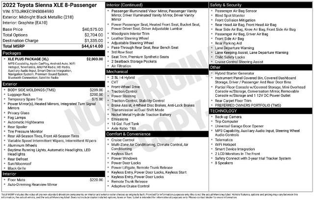 Used 2022 Toyota Sienna XLE w/ XLE Plus Package FWD image 2