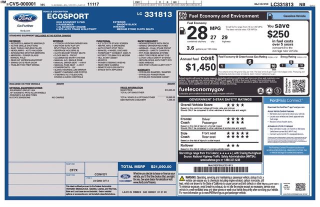 Certified 2020 Ford EcoSport S FWD image 38