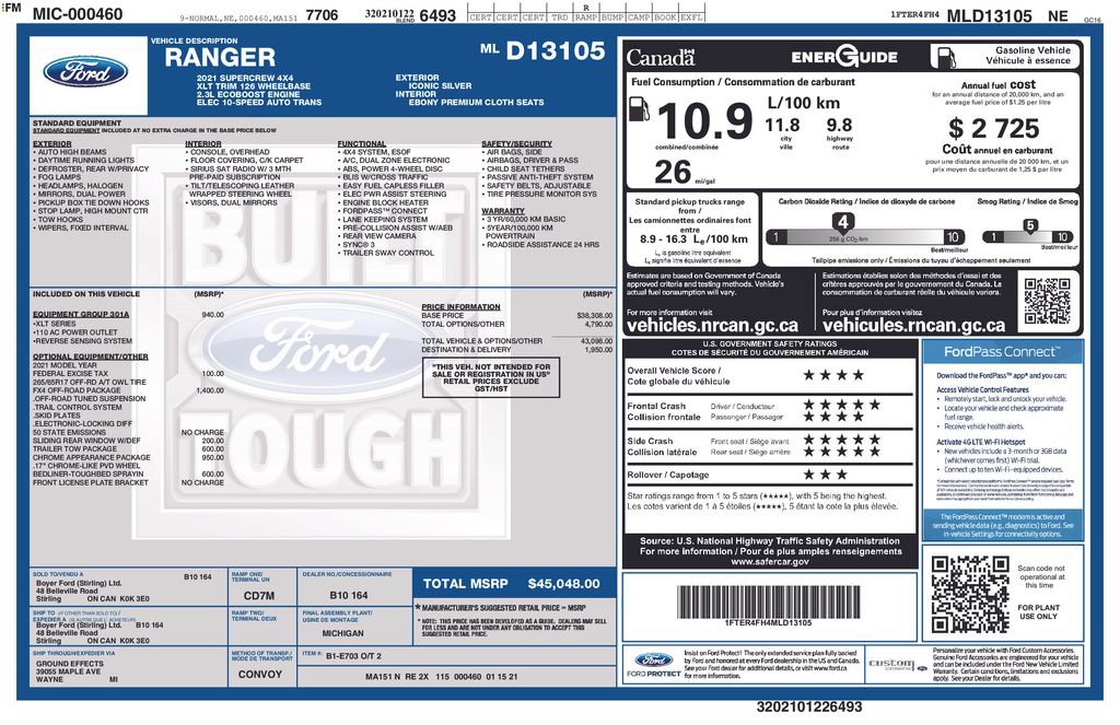 Certified 2021 Ford Ranger XLT w/ FX4 Off-Road Package AWD/4WD image 28